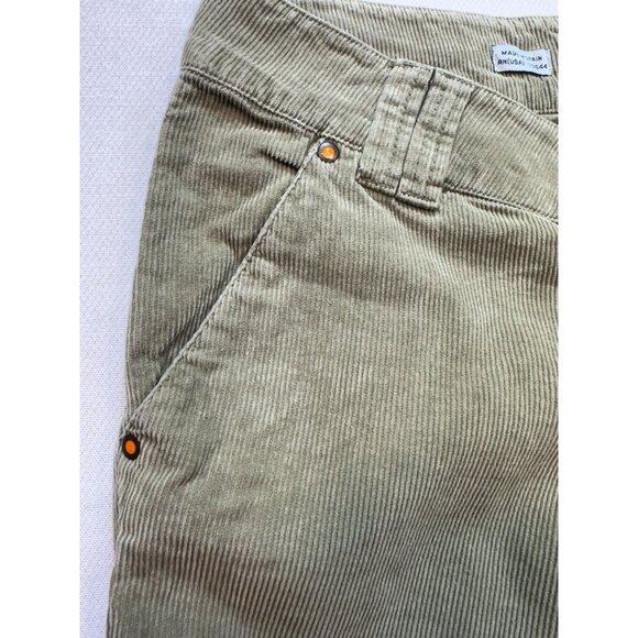 Bershka Womens Corduroy Capri Knee Pants Olive Green Size 8 (EUR 38) Made In Spa - Picture 5 of 12